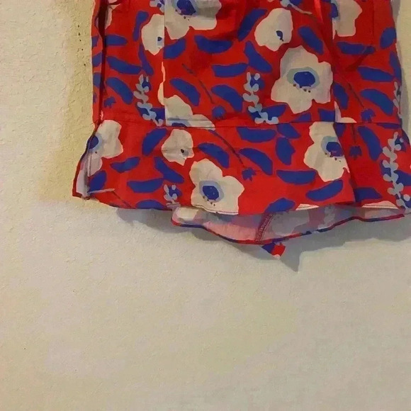 Anthropologie Hutch Strapless Ruffle Trim Floral Red Strapless BohoTop Size 14 - Picture 9 of 12